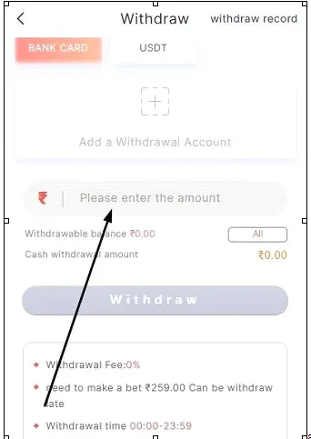 add withdraw amount